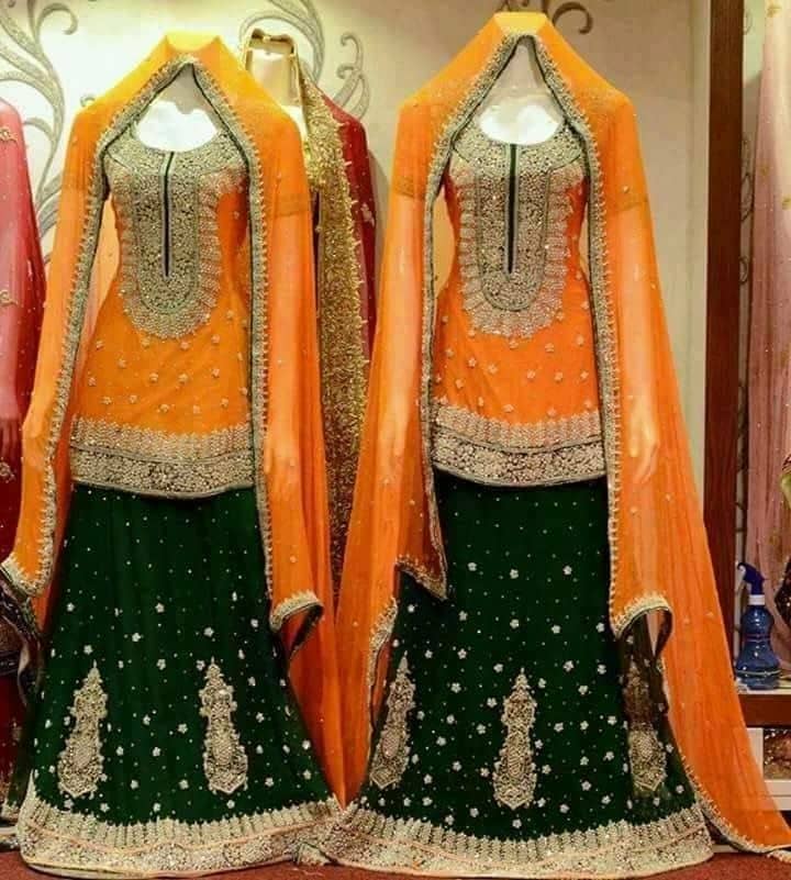 Orange and green combination dress best sale