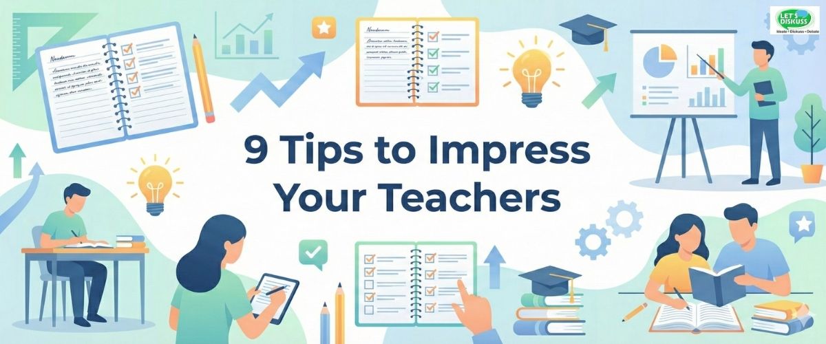 Confident student engaging with a teacher in class, symbolizing effective tips to impress teachers and improve academic performance.